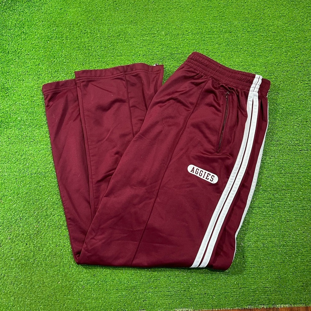 Vintage Texas A&M Track Pants 2XL Aggie Ankle Zip Maroon Dazzle Striped Baggy